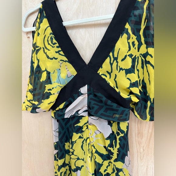 Diane Von Furstenberg Yellow and Black Floral Midi Dress - Picture 6 of 14